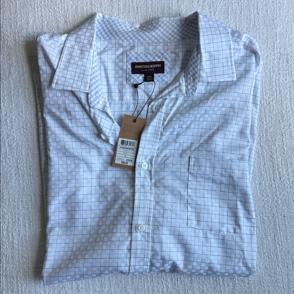 Johnston & Murphy Light Blue and Purple Checkered Shirt